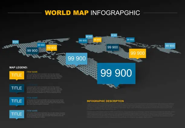 Vector illustration of Dark World map infographic template