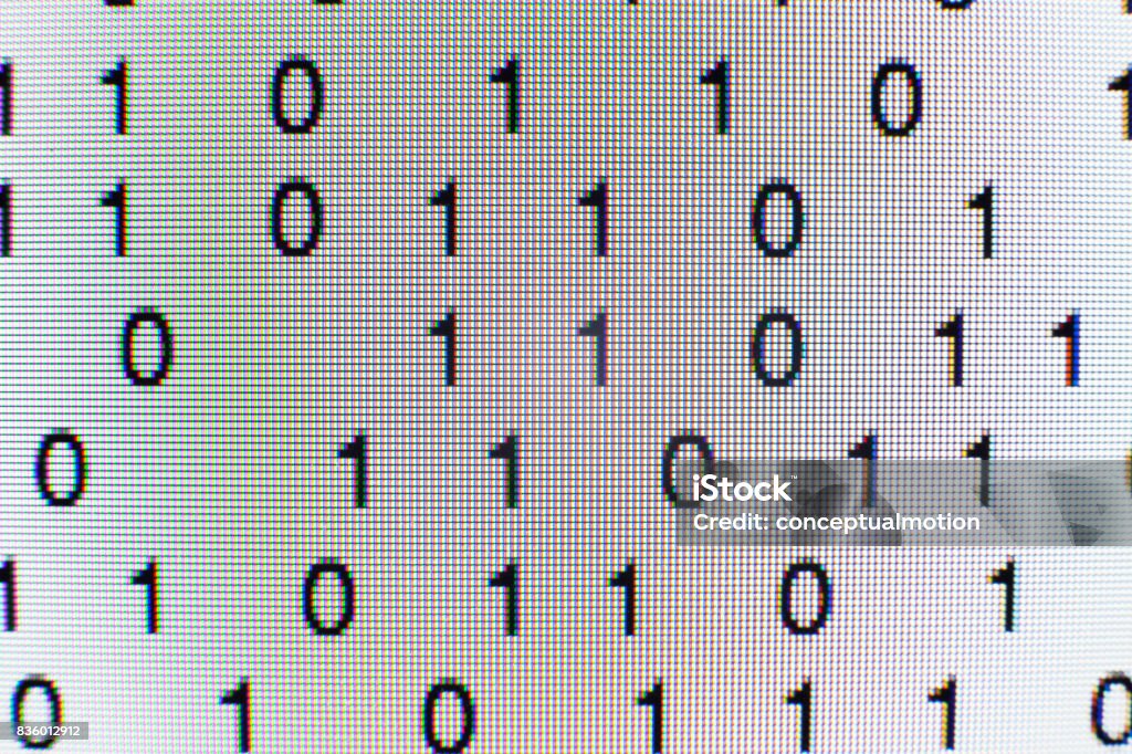 Binary Code On A Computer Screen Stock Photo - Download Image Now ...