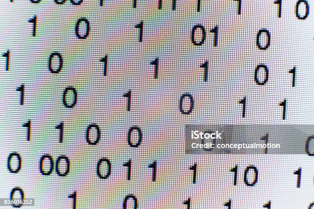 Binary Code On A Computer Screen Stock Photo - Download Image Now ...