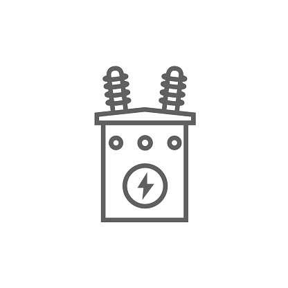 High voltage transformer thick line icon with pointed corners and edges for web, mobile and infographics. Vector isolated icon.