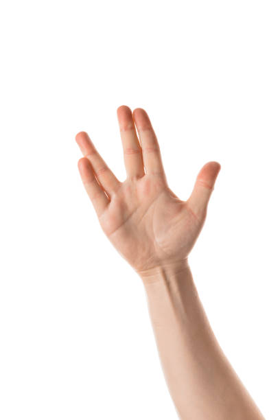 istock Man pointing with a finger, hand gesture. Isolated on white 836036662