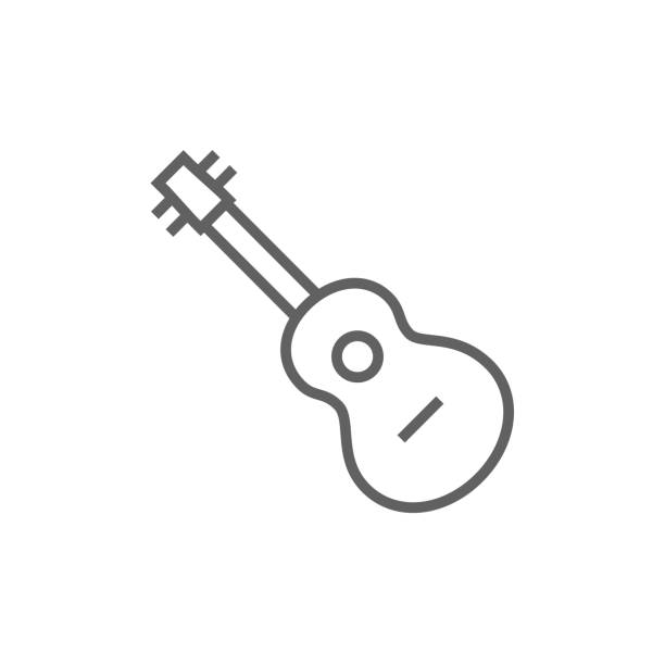 gitarre linie-icon - ukulele stock-grafiken, -clipart, -cartoons und -symbole