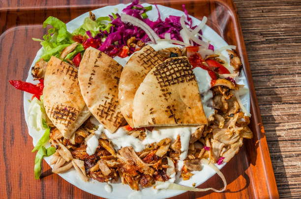 istock Kebab plate with pita bread. 836047130
