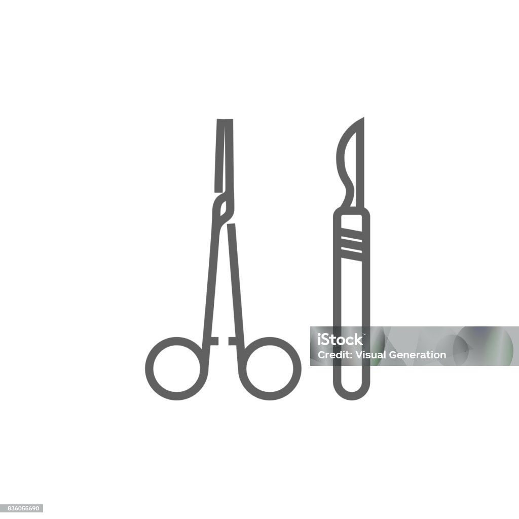 Surgical instruments line icône - clipart vectoriel de Icône libre de droits