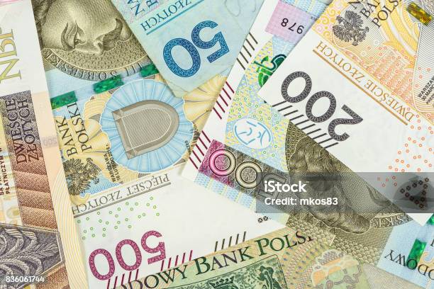 Closeup Of Polish Zloty Banknotes Stock Photo - Download Image Now - Abstract, Backgrounds, Bank - Financial Building