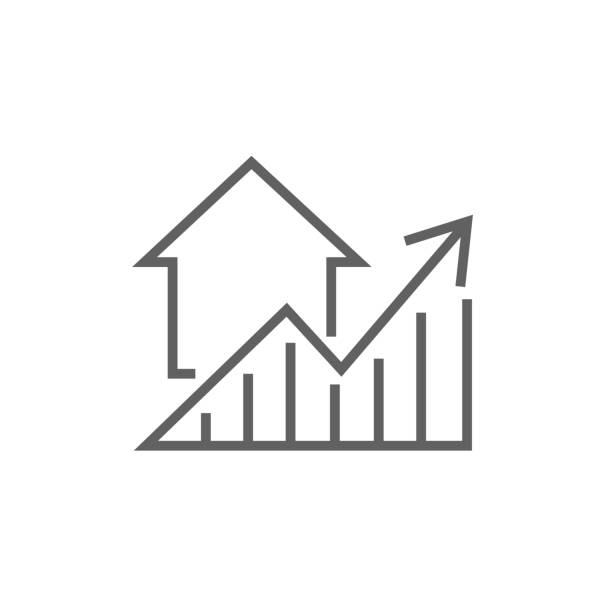 ilustrações, clipart, desenhos animados e ícones de gráfico de crescimento real estate preços ícone de linha - rating bar graph finance business