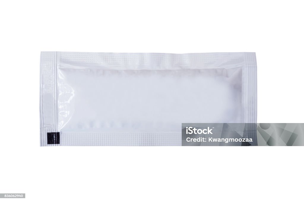 blank sachet packaging for food and cosmetic isolated on white Packet Stock Photo