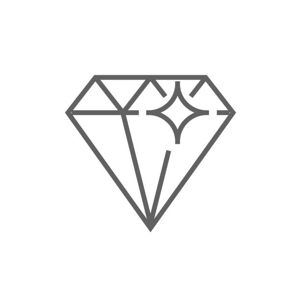 ilustrações, clipart, desenhos animados e ícones de diamond linha ícone - adamant mountains