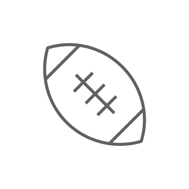 ilustraciones, imágenes clip art, dibujos animados e iconos de stock de pelota de rugby football icono de - football outline lace vector