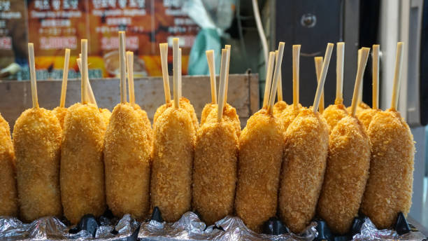 istock Korean battered fired hot dog, fry encrusted corn dog 836080852