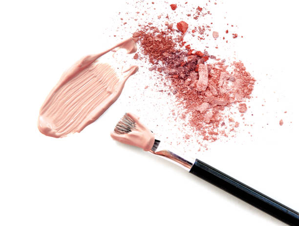 istock Make up beige foundation with blush and powder on white. 836083002