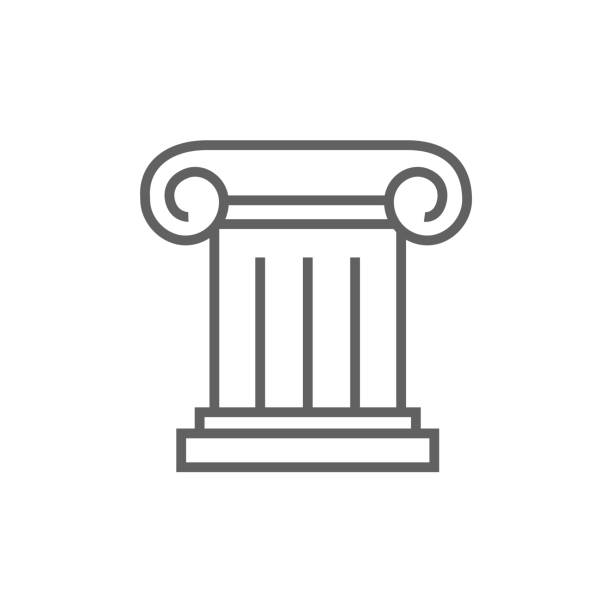 illustrazioni stock, clip art, cartoni animati e icone di tendenza di icona della riga di colonna antica - stability architecture roman decoration