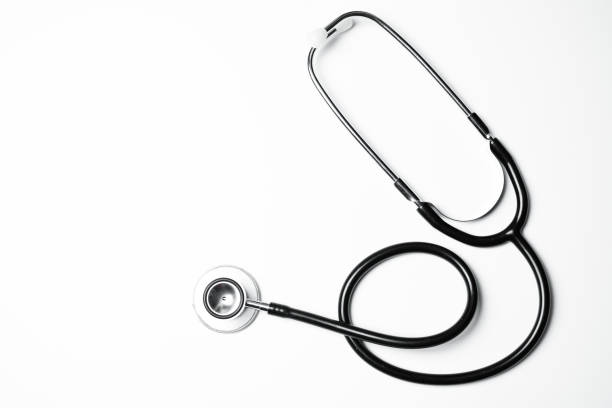 istock Close up view of black stethoscope on white isolate background 836087734