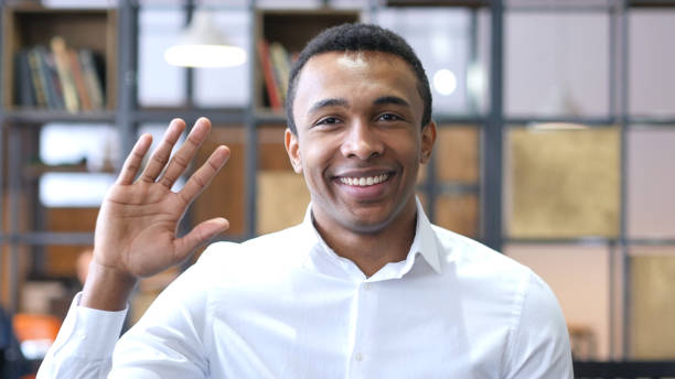 istock Hello by Black Man, Waving Hand in Office 836098296