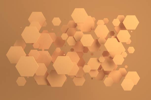 istock Orange hexagons of random size on orange background 836098426
