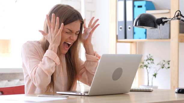 istock Crazy Woman Screaming at Work, Frustration 836101548