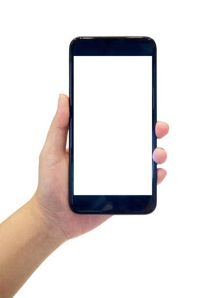 istock Hand holding mobile smart phone isolated on white 836102130