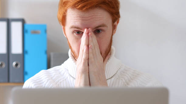 istock Sad Man with Red Hairs  at Work, Broken Heart 836105474