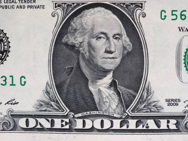 washington sur note 1 dollar, états-unis - one dollar bill dollar us currency paper currency photos et images de collection