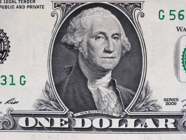 Washington on 1 dollar note, United States stock photo
