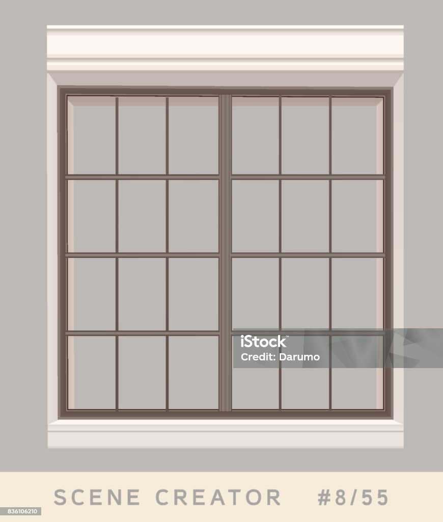 Wooden Window In White Frame Isolated Vector Objects Set Stock ...