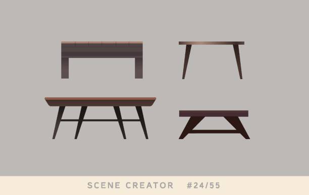 Table variations. Isolated vector objects set. Interior scene creator collection of furniture and decorative elements. coffee table stock illustrations
