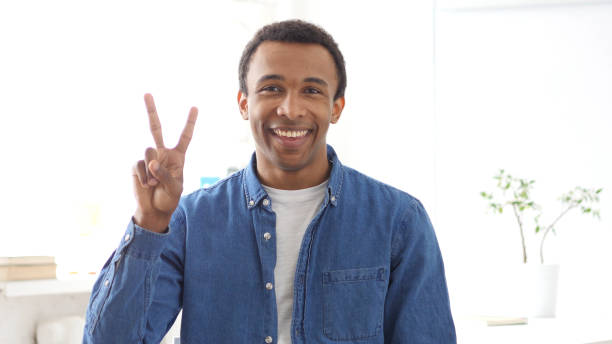 istock Victory Sign by Young Afro-American Man, Portrait 836109166