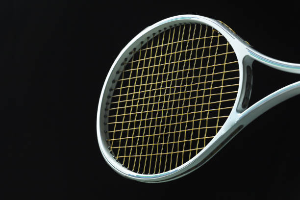 istock Tennis racket on black background 836110004