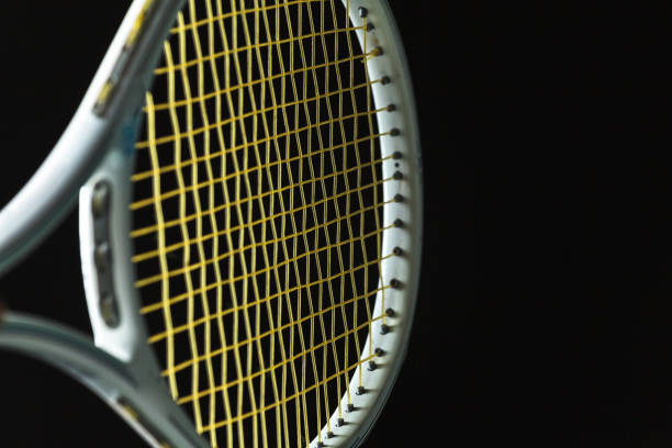istock Tennis racket on black background 836110048