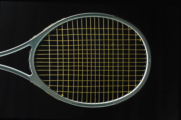 istock Tennis racket on black background 836110052