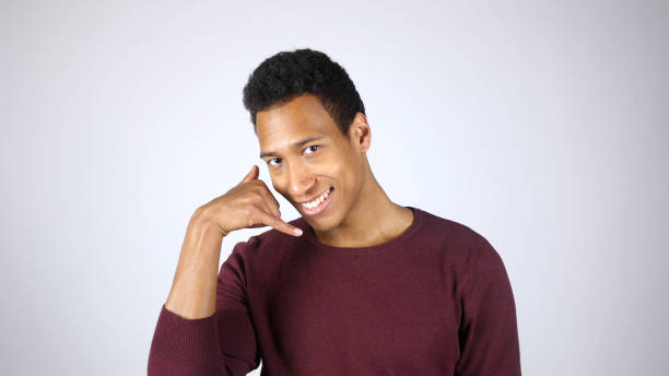 istock Call me for Help, Contact Us Gesture by Afro-American Man 836113060