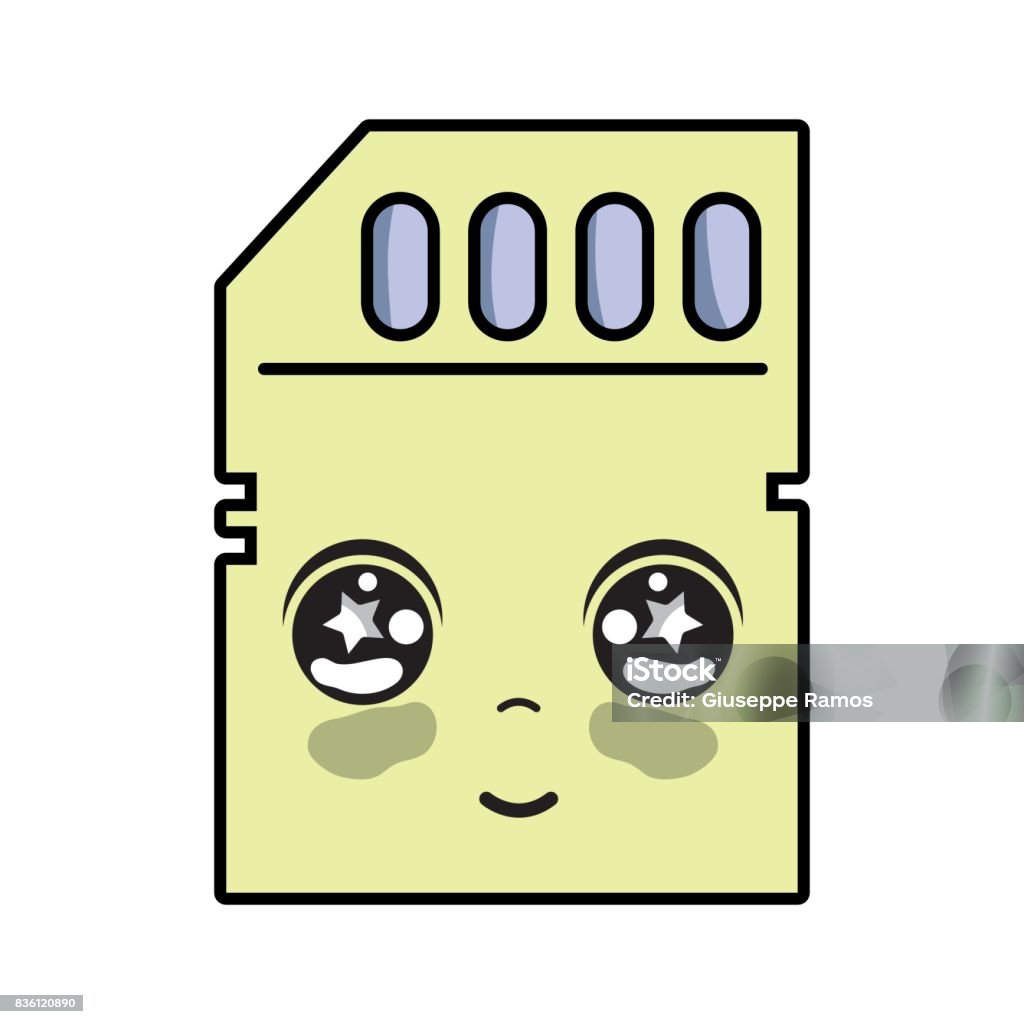 Microcomputer Cute Kawaii Cute Tender Micro Sd Stock Illustration - Download Image Now ...