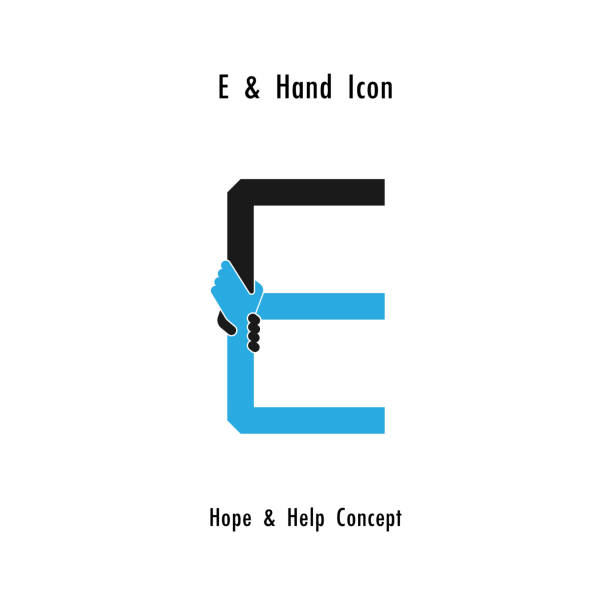 Creative E- alphabet icon abstract and hands icon design vector template.Business offer,partnership,hope,support or help concept.Corporate business and industrial symbol. Creative E- alphabet icon abstract and hands icon design vector template.Business offer,partnership,hope,support or help concept.Corporate business and industrial symbol.Vector illustration succor stock illustrations