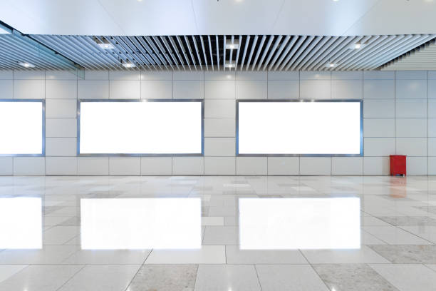 istock Three white blank billboards in the tunnel. 836125054
