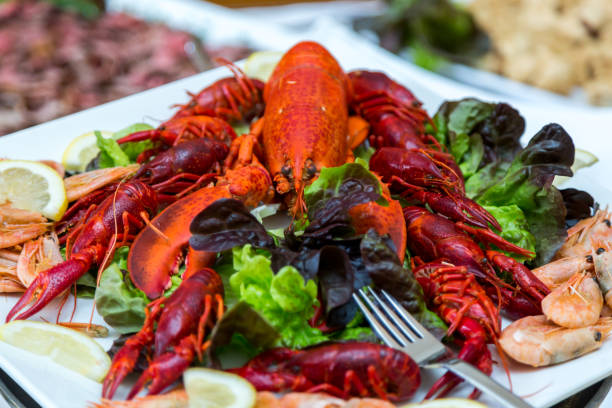 istock Cooked cancer at a banquet table for a wedding. Snack for beer 836128346