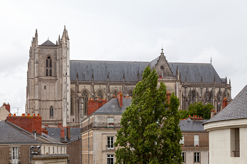 Front entrance of the St. Pierre Cathedral is a cathedral in Geneva, Switzerland. Composite photo