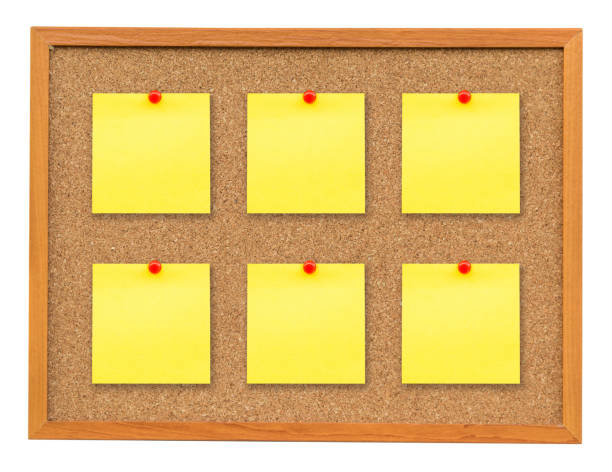 istock Six note paper on Cork board isolated on white with clipping path. 836133006