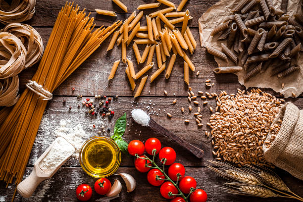 istock Wholegrain pasta on rustic wooden table 836140286