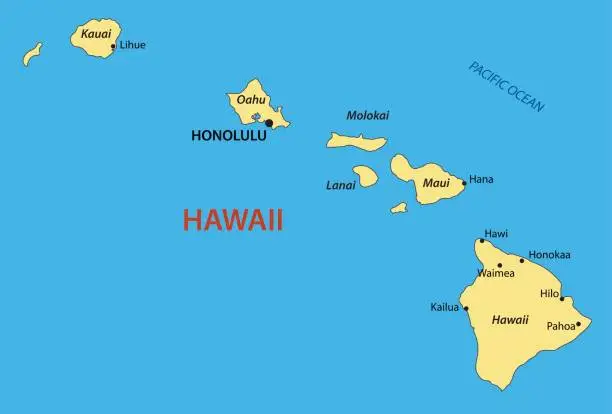 Vector illustration of Hawaii - vector map