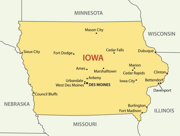 iowa - mapa wektorowa - iowa map stock illustrations