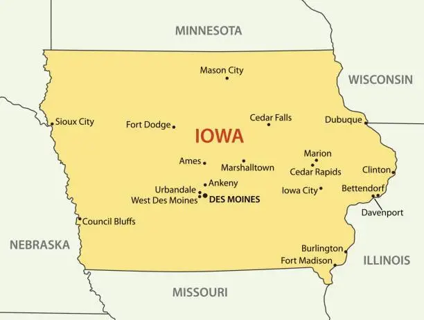 Vector illustration of Iowa - vector map