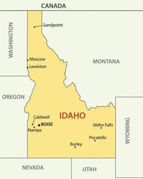 Vector illustration of Idaho - vector map