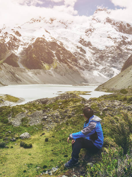 istock Mountain hiker traveling in wilderness landscape. 836143598