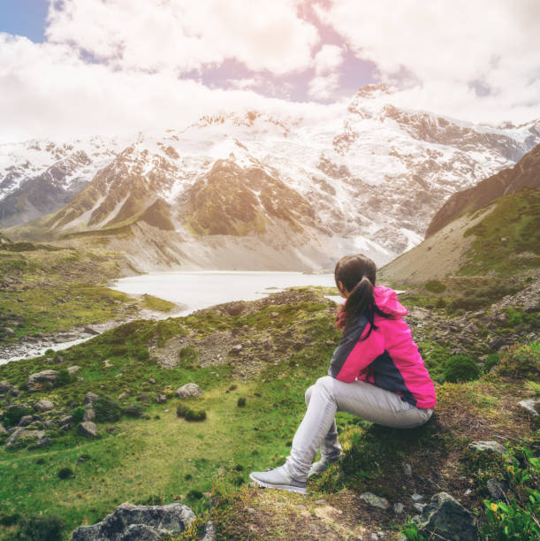 istock Mountain hiker traveling in wilderness landscape. 836143726