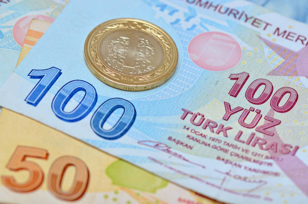 close up turkish coins and banknotes