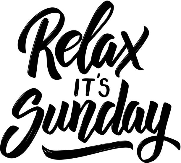 Relax it's sunday. Hand drawn lettering phrase isolated on white background. Relax it's sunday. Hand drawn lettering phrase isolated on white background. Vector illustration sunday stock illustrations