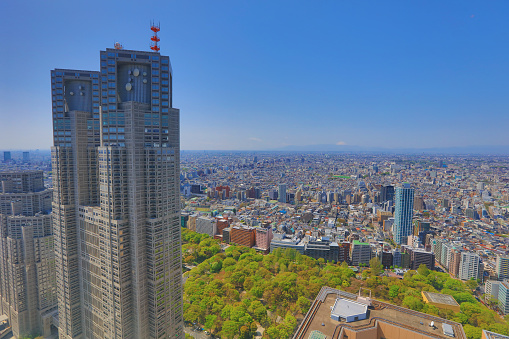 the Cityscape in Japan Tokyo Shinjuku wide angle