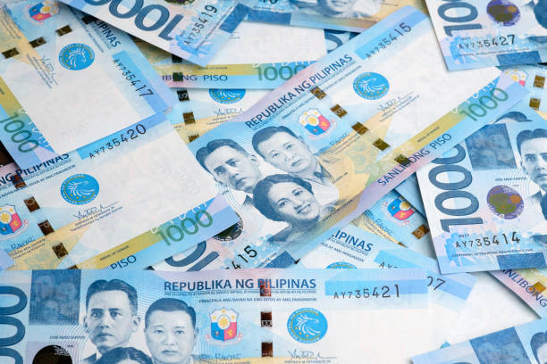 Philippines bank notes peso stock photo