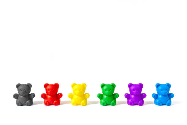Six plastic bear figures in the colors of Germany's major political parties, isolated on white background Six plastic bear figures in the colors of Germany's major political parties, isolated on white background alternative for germany photos stock pictures, royalty-free photos & images