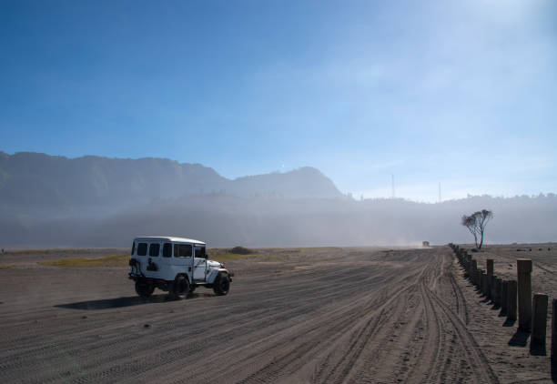 istock White Jeep tourist rent at Mount Bromo in East Java , Indonesia. 836177452